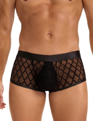 Mens Sexy Sheer Black Boxer Underwear