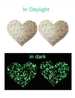 Heart-shaped Shine in the Dark Nipple Cover